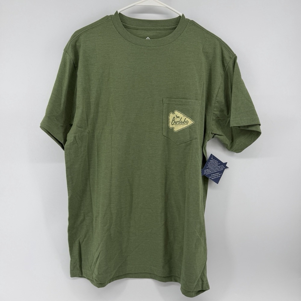 Burlebo Outdoors Men T-Shirt Green M Pocket Arrowhead Short Sleeve Shirt NWT